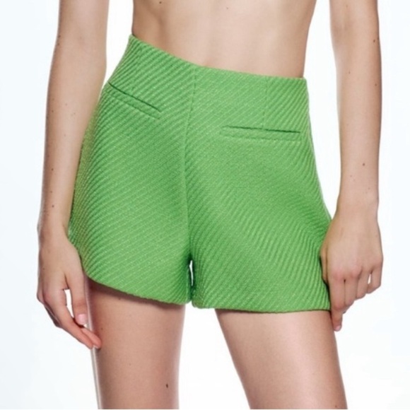 Zara Bright Green High Waist Women's Shorts - Picture 1 of 7